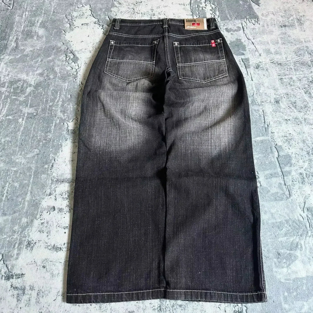 American Y2K 2025 New Baggy Wide Leg Black Jeans Overszied Women Street Casual Joker Denim Pants Couple Jeans Vintage Streetwear