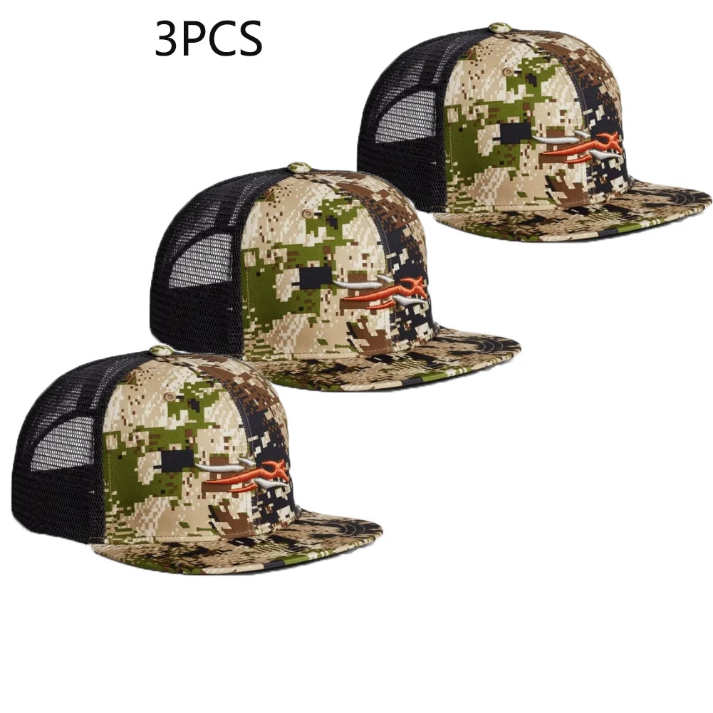 Mens Hunting Hat Camouflage Structured Mesh Baseball Cap Adjustable Classic Mens Fishing Outdoor Sports Hat Breathable