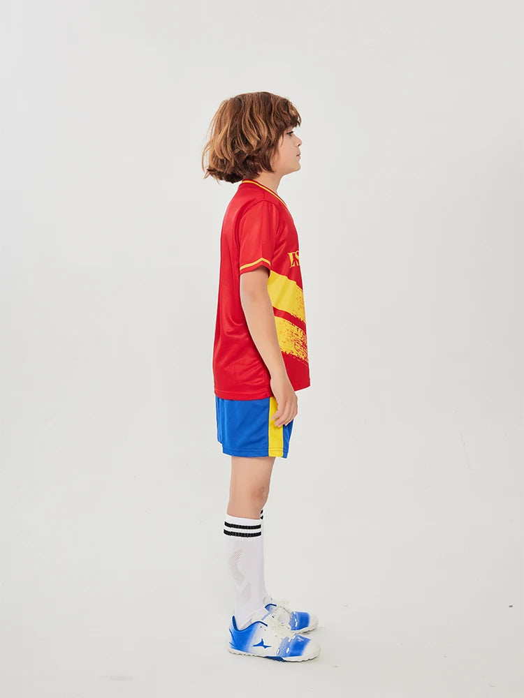 Yingruida Spain National Soccer Jersey Set for Kids Breathable Top Quality Football Uniforms Children Team Sportswear