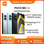 Global Version POCO M8 5G smartphone 5G 6.77" Snapdragon® 6 Gen 3 Mobile Platform 45W charging 50MP main camera IP66 NFC Xiaomi