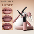 4pcs/Set Long Lasting Waterproof Lip Makeup Kit - Soft Smooth Creamy Lipliner Lipstick & lip gloss lip oil Set