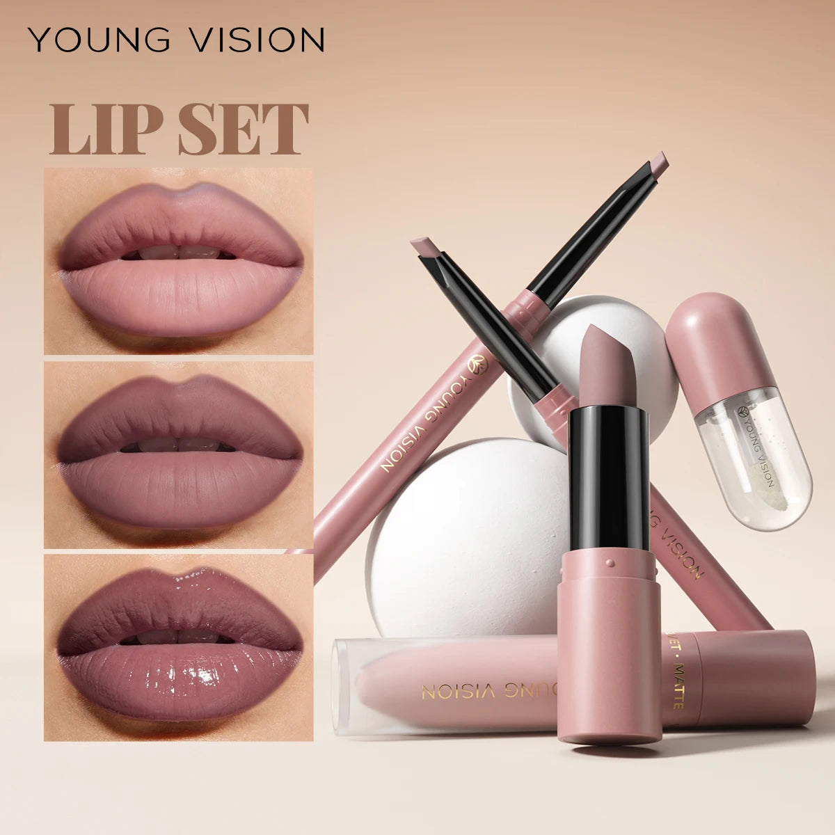 4pcs/Set Long Lasting Waterproof Lip Makeup Kit - Soft Smooth Creamy Lipliner Lipstick & lip gloss lip oil Set