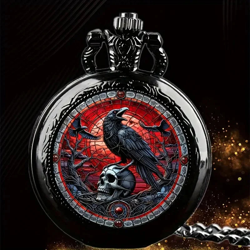 Colorful Pattern Medium Pocket Watch Retro Flip Decoration Necklace Watch Personalized Trend Male Female Student Quartz 2050 Main image
