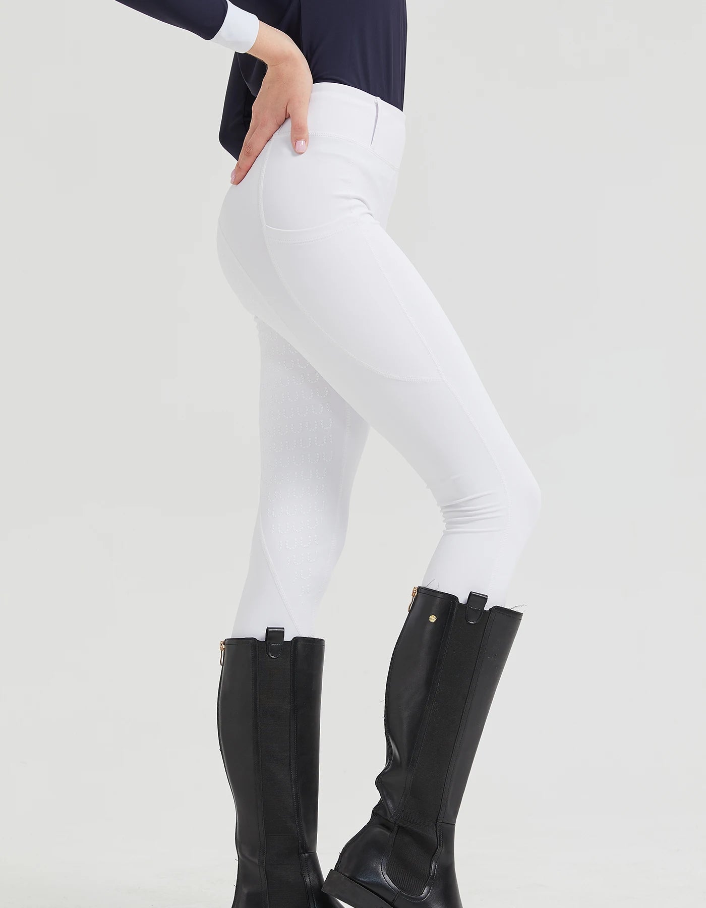 Spring and summer riding pants women's knitted high-stretch, slim-fitting silicone riding pants tight riding pants breathable we