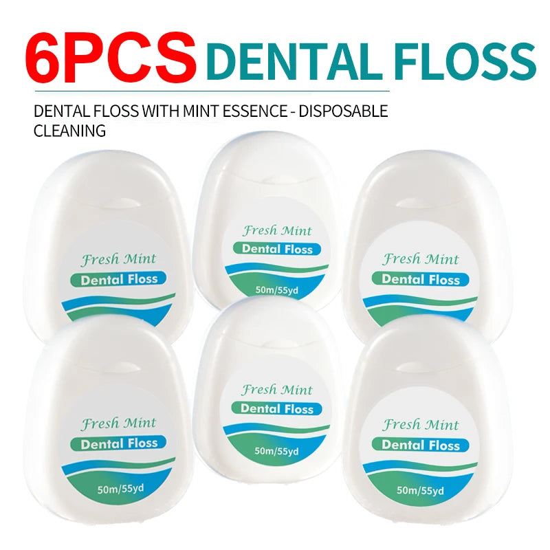 6/3/1 pcsWhite Box Mint Dental Floss Roll - Cleaning Oral Tools - Dental Floss Stick Adult Home Set - Cleaning Interdental Brush Main image