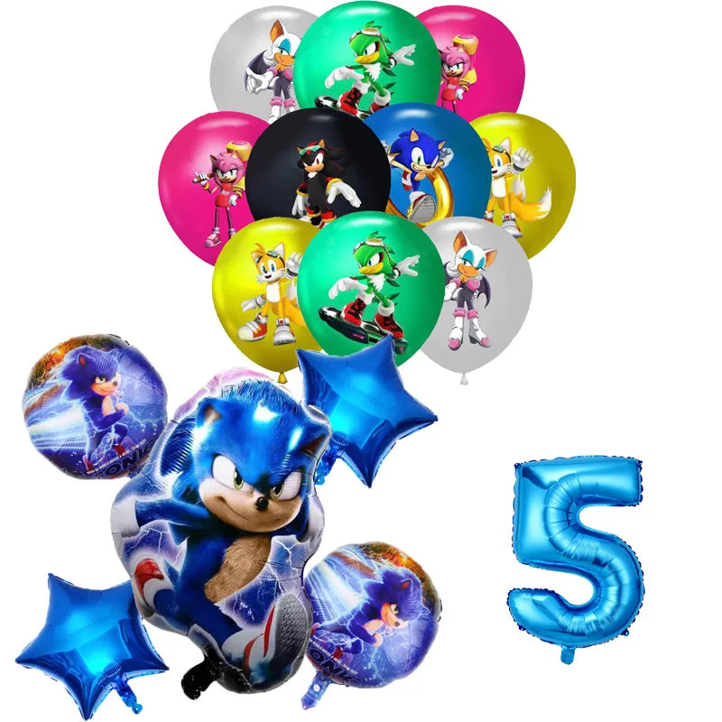 Sonic Birthday Party Decoration Game Hedgehog Balloons  Action Figure Party Paper Plate Towel Cup Tablecloth Toy Kid Gifts