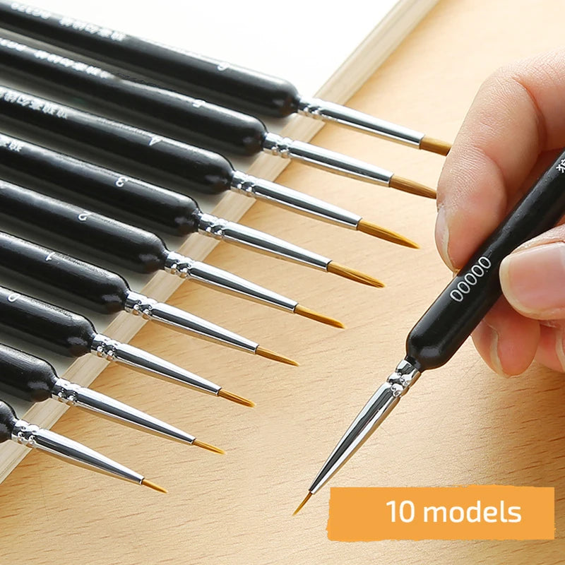 4/5/10pcs Miniature Hook Line Pen art painting brushes weasel hair paint brush gouache watercolor oil paint artists Hand Painted