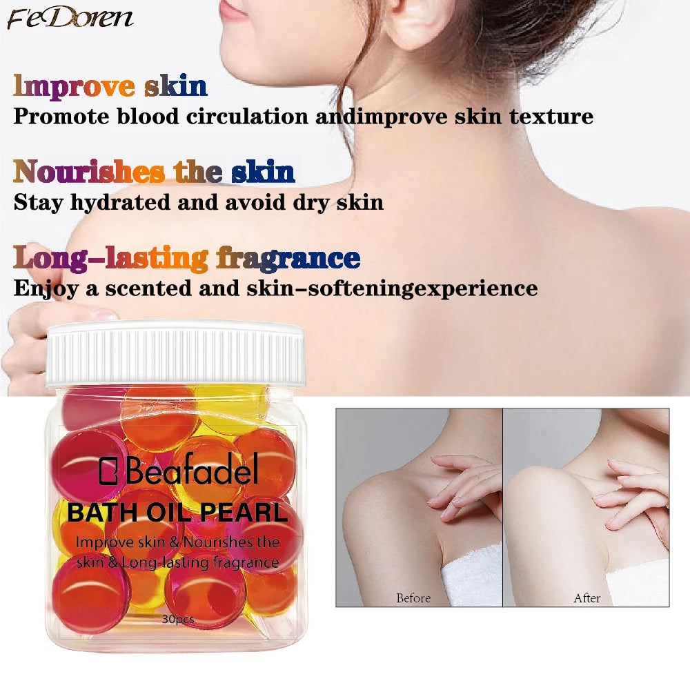 30pcs Bath Oil Pearl Dry Skin Moisturizing Soften SPA Relax Nourish Body Shower Essential Oil Beads Floral Scent Tub Bath Pearl