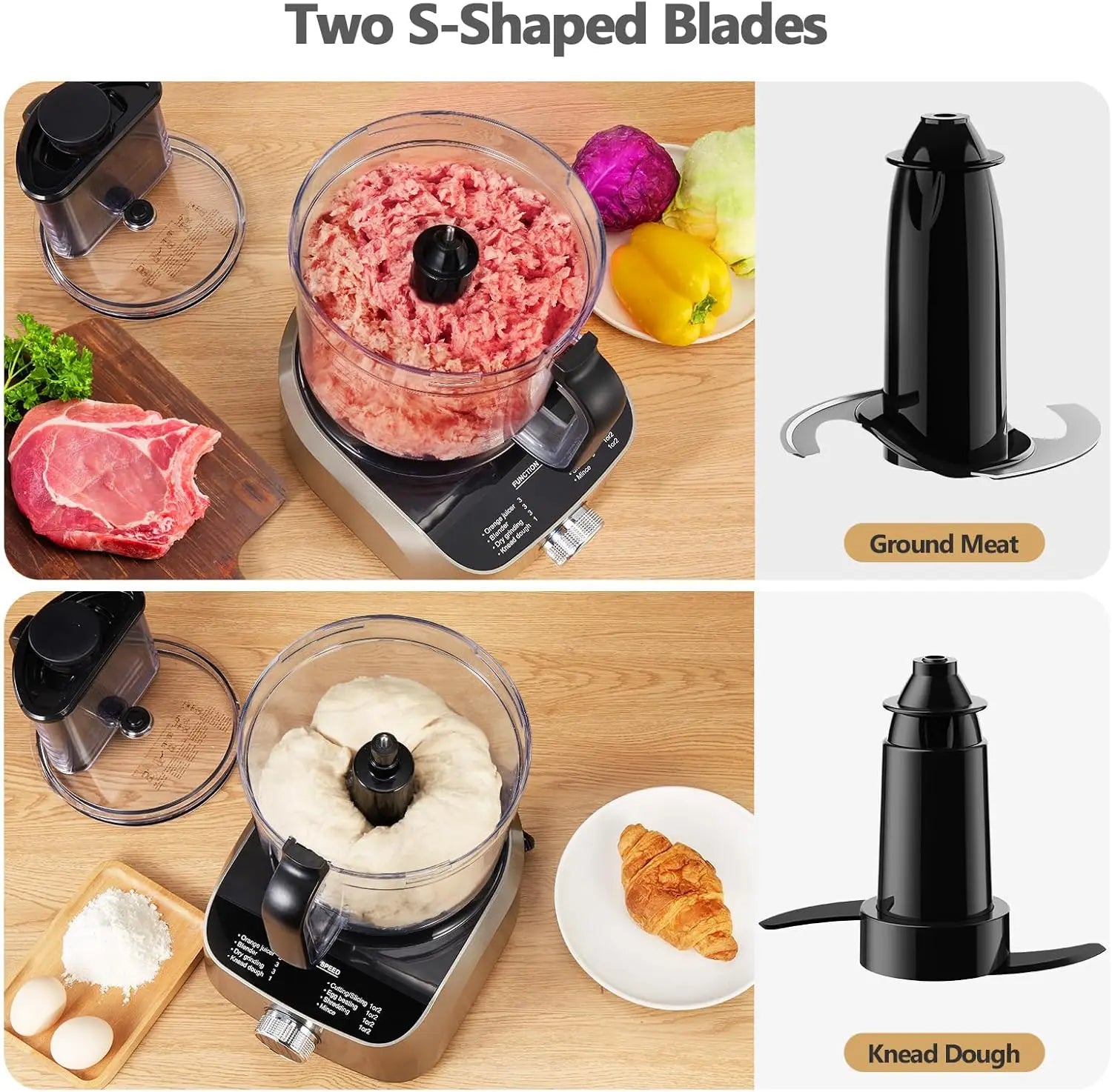 Food Processor, 11-in-1 Multifunctional Kitchen Machine with 2.5L Bowl & 1.5L Blender