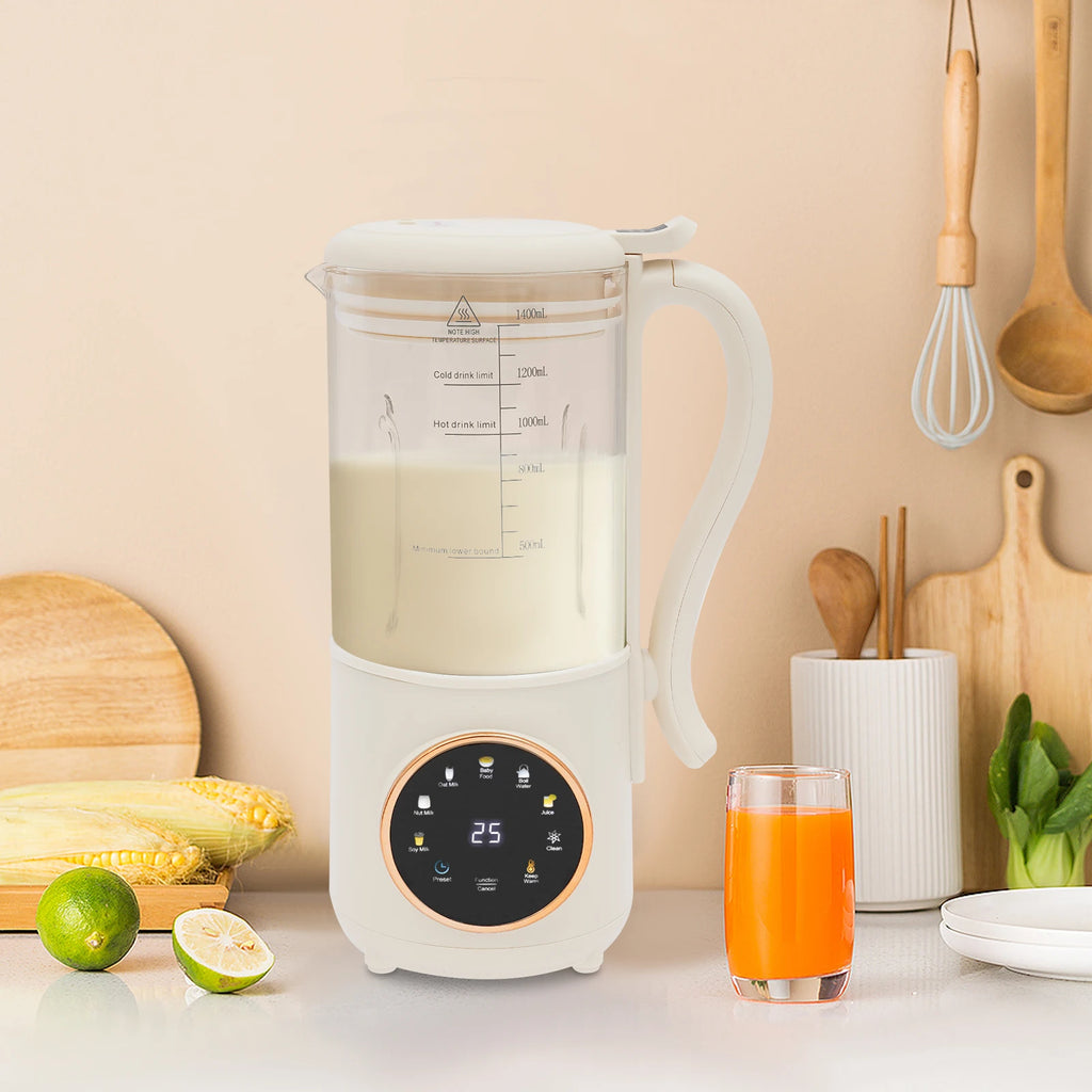 1.4L Nut Milk Maker Machine 1400ML Juicer Soy Milk Machine with 16 Blades for Homemade Plant Oats Almond Cereal Drinks