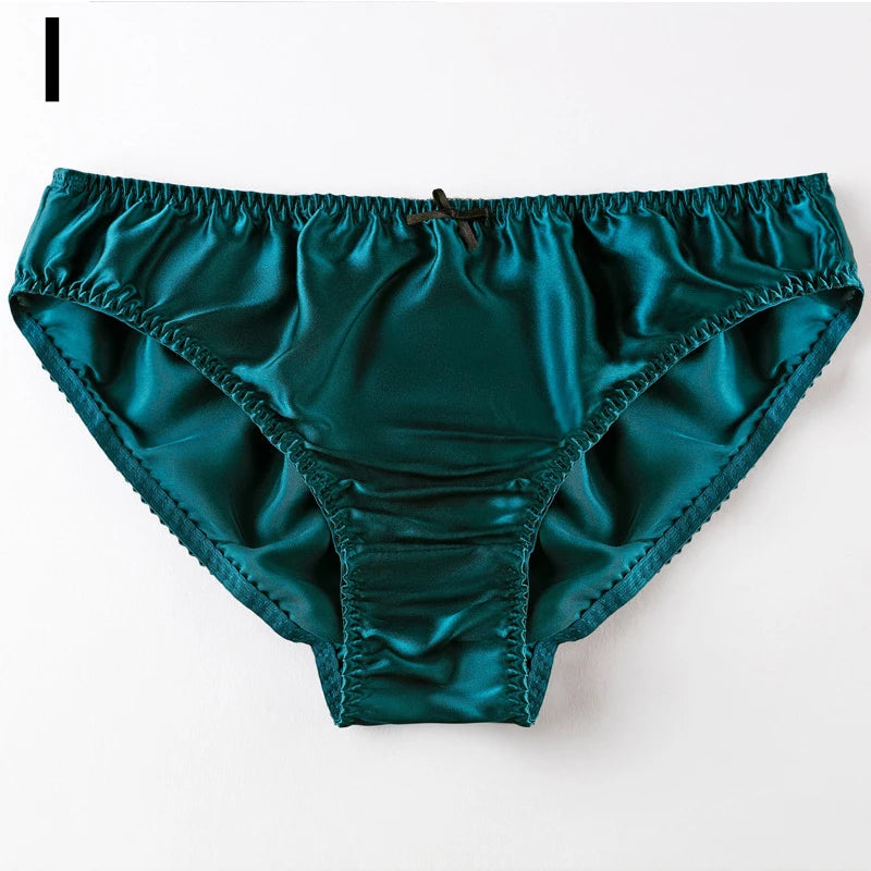 Women'S 100% Mulberry Silky Panties Fashion Lace Brief Large Size Comfortable Breathable Solid Color Lingerie Seamless Underwear