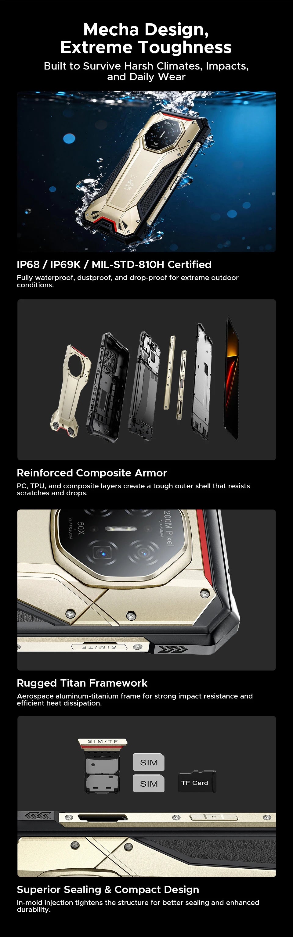 World Premiere DOOGEE S300 Pro Rugged Phone 48GB+512GB Dimensity 8300 6.78" FHD+ 11000mAh Battery 66W 200MP Camera Android 16