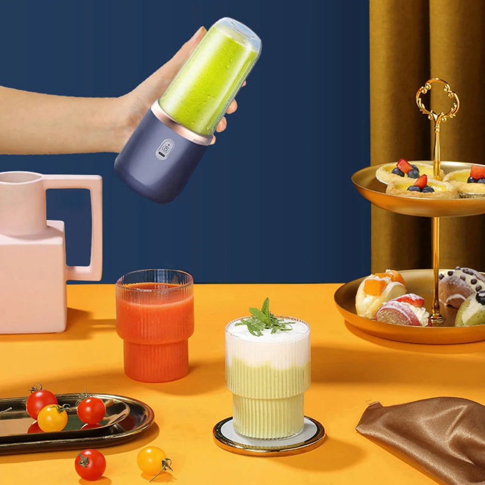 6 Blades Electric Juicer Cup with 2 Cups For Travel Portable Juicer Mixer Usb Charge Fresh Fruit Juice Personal Blender Smoothie