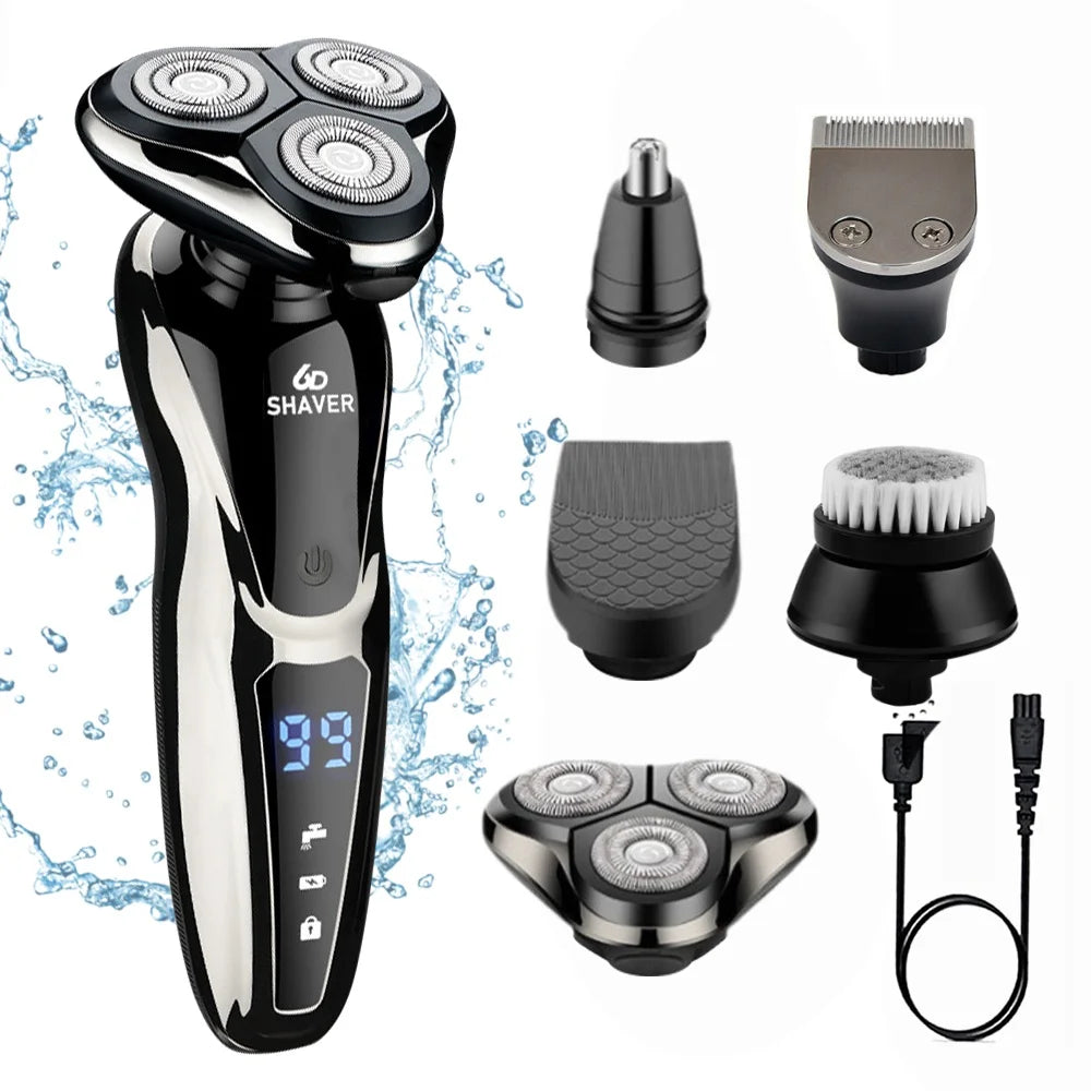Electric Shaver Set Professional Razor Waterproof Beard Nose Facial Hair Trimmer Rotary 3D Floating Shaving Rechargeable for Men Secondary image