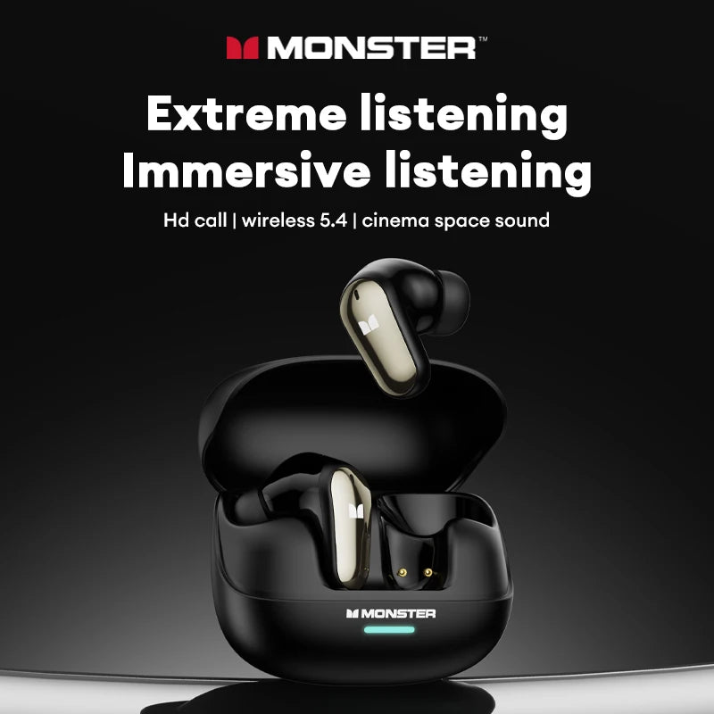 Monster MQT52 Wireless Bluetooth 5.4 Earphones Long Battery Life Gaming Headphones Dual Mode HIFI Stereo Sound Headset With Mic Main image