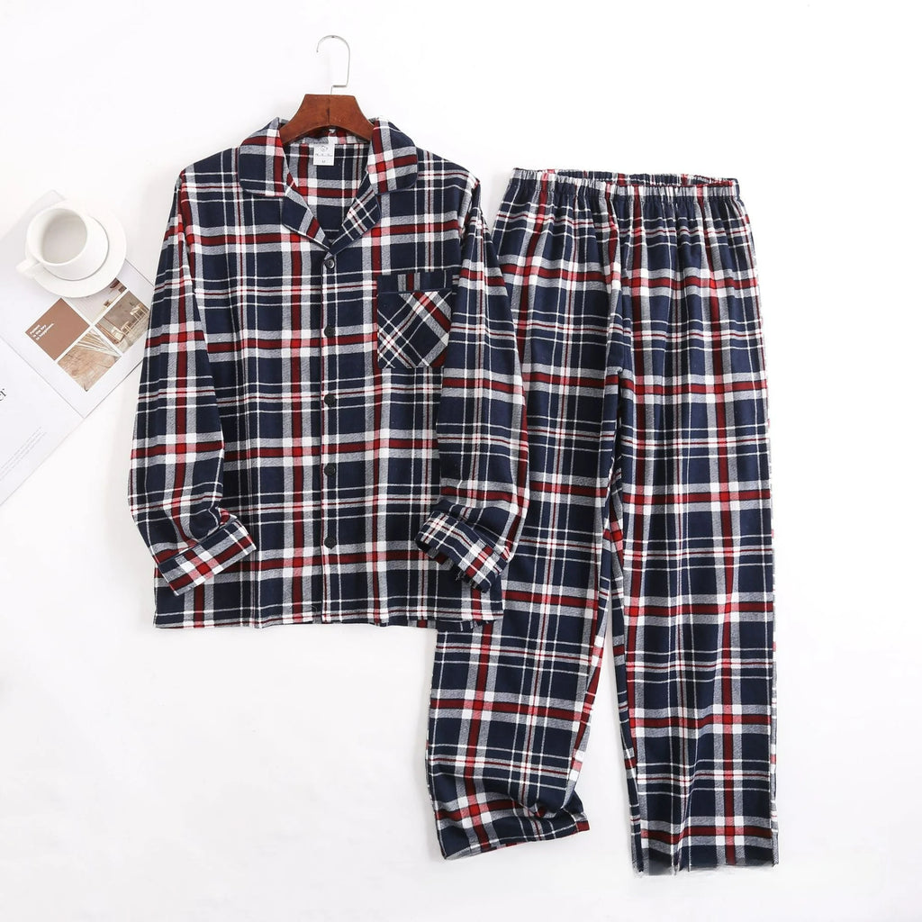 Men's Home Suits Long-sleeved Trousers Suits for Autumn and Winter Pijamas for Men Flannel Plaid Design Pajamas for Men