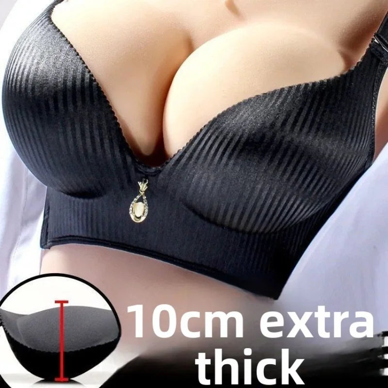 8CM Thick Padded Push Up Bra for Small Chest Seamless Wireless Comfort T-Shirt Bra Natural Lingerie with Adjustable Straps