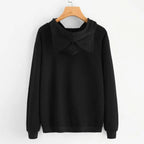 Long Sleeve Hoodies Sweatshirt For Women Cute Cat Print and Ear Kangaroo Pocket Drawstring Hooded Jogger Pullover Tops