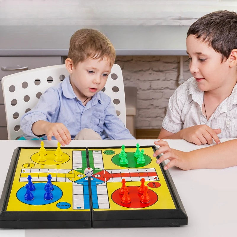 International Ludo Board Game for Kids: Portable Folding Chess Set, Educational Toy, Party Table Game for Elementary Students Main image