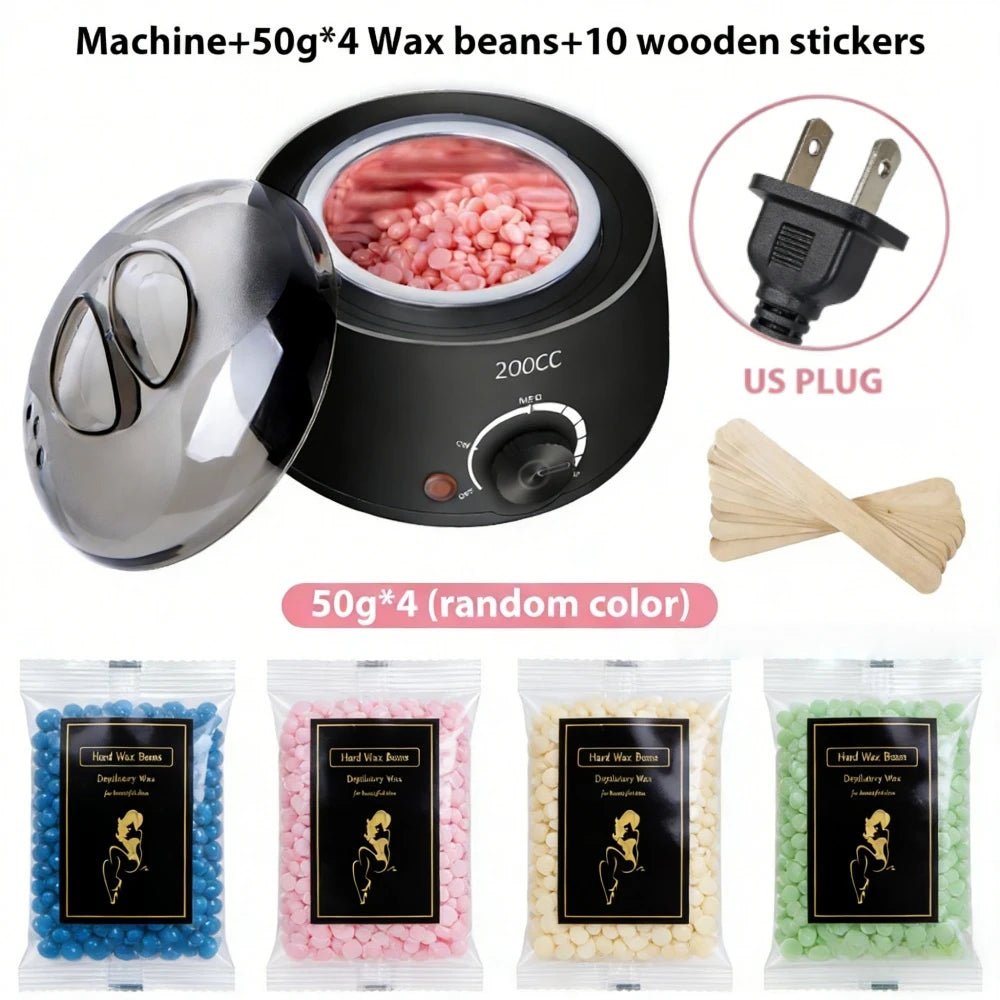 200CC Wax Heater Warmer Hair Removal Machine For Hand Foot Body SPA Epilator Paraffin Wax Pot +Wax Beans + Wood Sticks