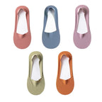 5Pairs Women Socks Breathable Invisible Silicone Non-slip Solid Color Boat Sock Comfortable High Quality No-Show Sox Ultra-thin
