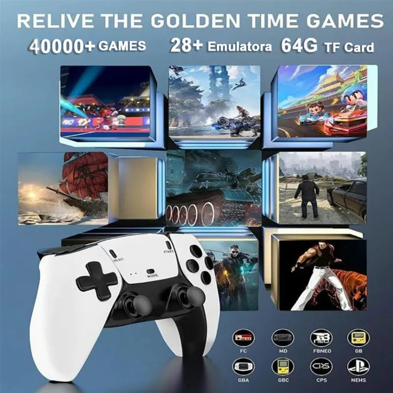 4K 64G Retro Game Console: M15 Game Stick with 40000+ Classic Arcade Games, Dual Wireless Controllers 2-Player TV System