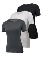 Women's Compression Shirt Short Sleeve Athletic Yoga Running T-Shirt Summer Gym Workout Quick Dry Stretchy Tees Tops Baselayer
