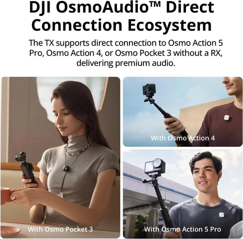 DJI Mic Mini Wireless Microphone (2 TX + 1 RX ) / (1 TX + 1 RX ) with smart Noise Cancelling High-Quality Audio