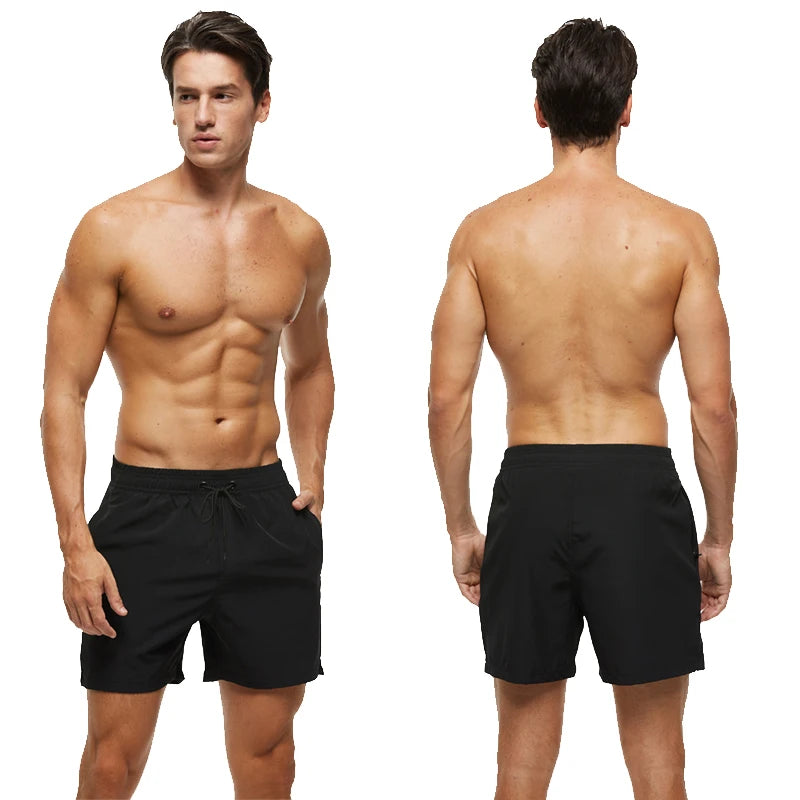 Escatch 2026 Summer Man Swimwear Solid Fashion Quick Dry Drawstring Elastic Waist Surfing Zipper Pocket Gym Beach Pants Shorts