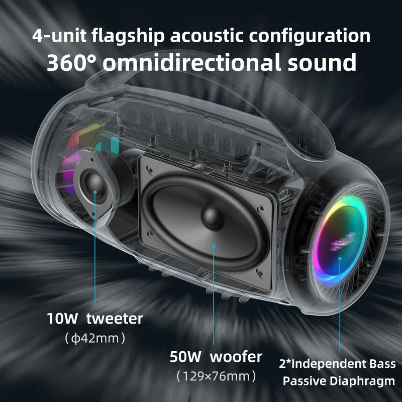 zealot-P12 Speaker 60W Bluetooth Speaker Portable Speaker with 10-Hour Playtime, Portable Handle, for Camping, Party,TWS,AUX
