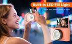 4K Vlogging Camera, 180° Flip Screen, Ring Light & Beauty Mode, Digital Camera for Beginners, 32G SD Card Included, Xmas Gift