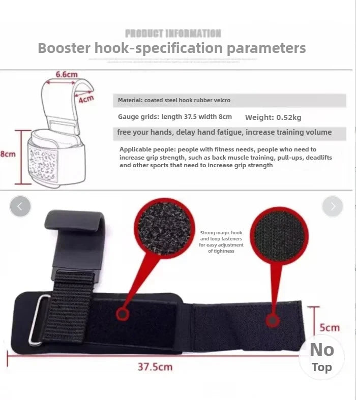 1/2PC Non-Slip Weight Lifting Hookspremium Pair of Straps Weightlifting Deadlift Chin Pull Up and Exercise Fitness Hook Training