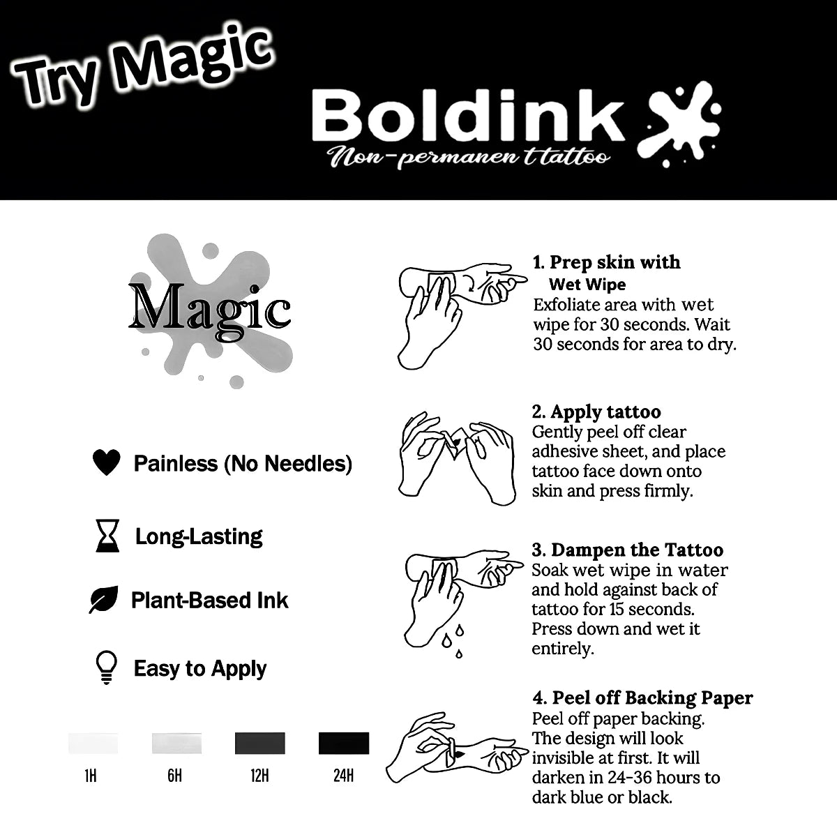 Heart butterfly Temporary Tattoo,Lasts To 15 Days New Technology Magic Waterproof Semi Permanent Sticker.