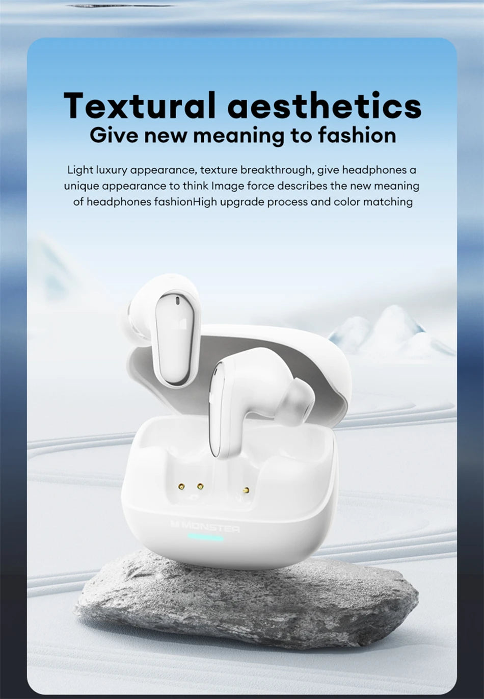 Monster MQT52 Wireless Bluetooth 5.4 Earphones Long Battery Life Gaming Headphones Dual Mode HIFI Stereo Sound Headset With Mic