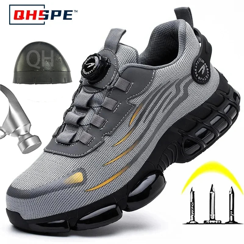 Men's Safety Shoes Protection And Elastic Safety Boots Fashionable Casual Shoes Breathable Odor Protection Men's Work Shoes