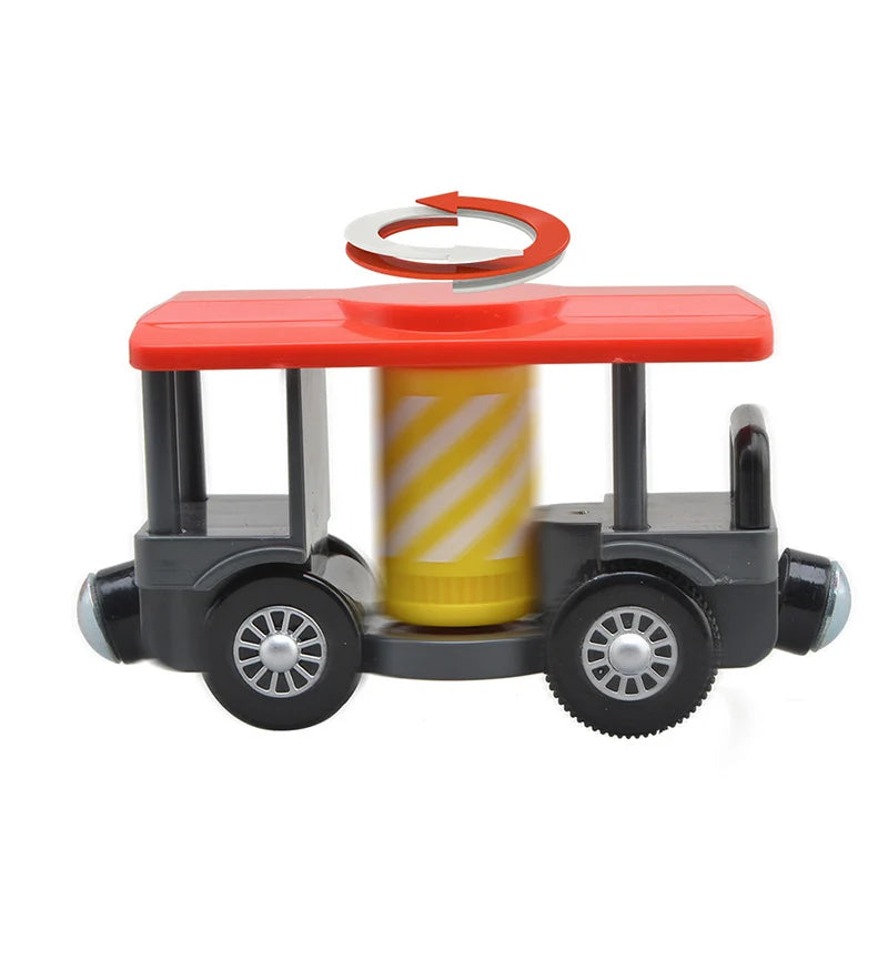 Kid Magnetic Electric Train Car Locomotive Wooden Track Slot Diecast Railway With Two Carriages Train Wood Toy Biro Leduo Track