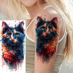 1 Sheet Unique Watercolr Lion Tiger Animals Temporary Tattoos Long Lasting Waterproof Fox Owl Fake Tattoo Sticker Body Art Tatoo