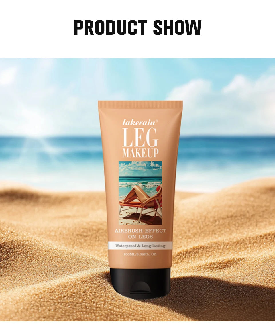 Bronze Leg & Body Makeup Foundation With Powder Puff 100ml Waterproof Long Lasting Even Skin Tone Body Tanning Cream 3 Colors