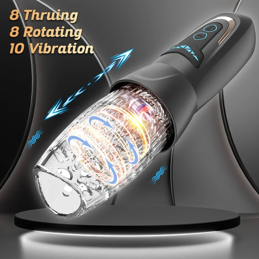 Telescopic Rotation Male Masturbator Cup Vagina 7 Thrusting Masturbation Cup Sex Toys for Men Automatic Piston Mastubator