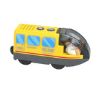 Magnetic Electric Train Car Locomotive Wooden Track Slot Diecast Railway With Two Carriages Train Wood Kid Toy Biro Leduo Track