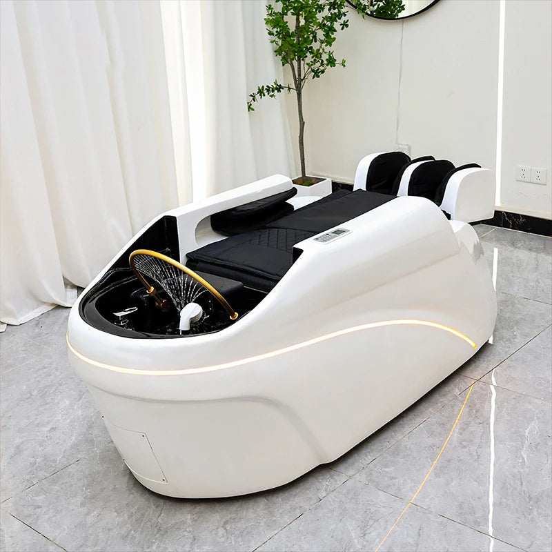 Salon Head Spa Shampoo Massage Bed Synthetic Leather Head Therapy Bed Automatic Massage Shampoo Chair Hair Spa Equipment Durable