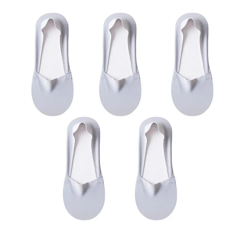 5Pairs Women Socks Breathable Invisible Silicone Non-slip Solid Color Boat Sock Comfortable High Quality No-Show Sox Ultra-thin
