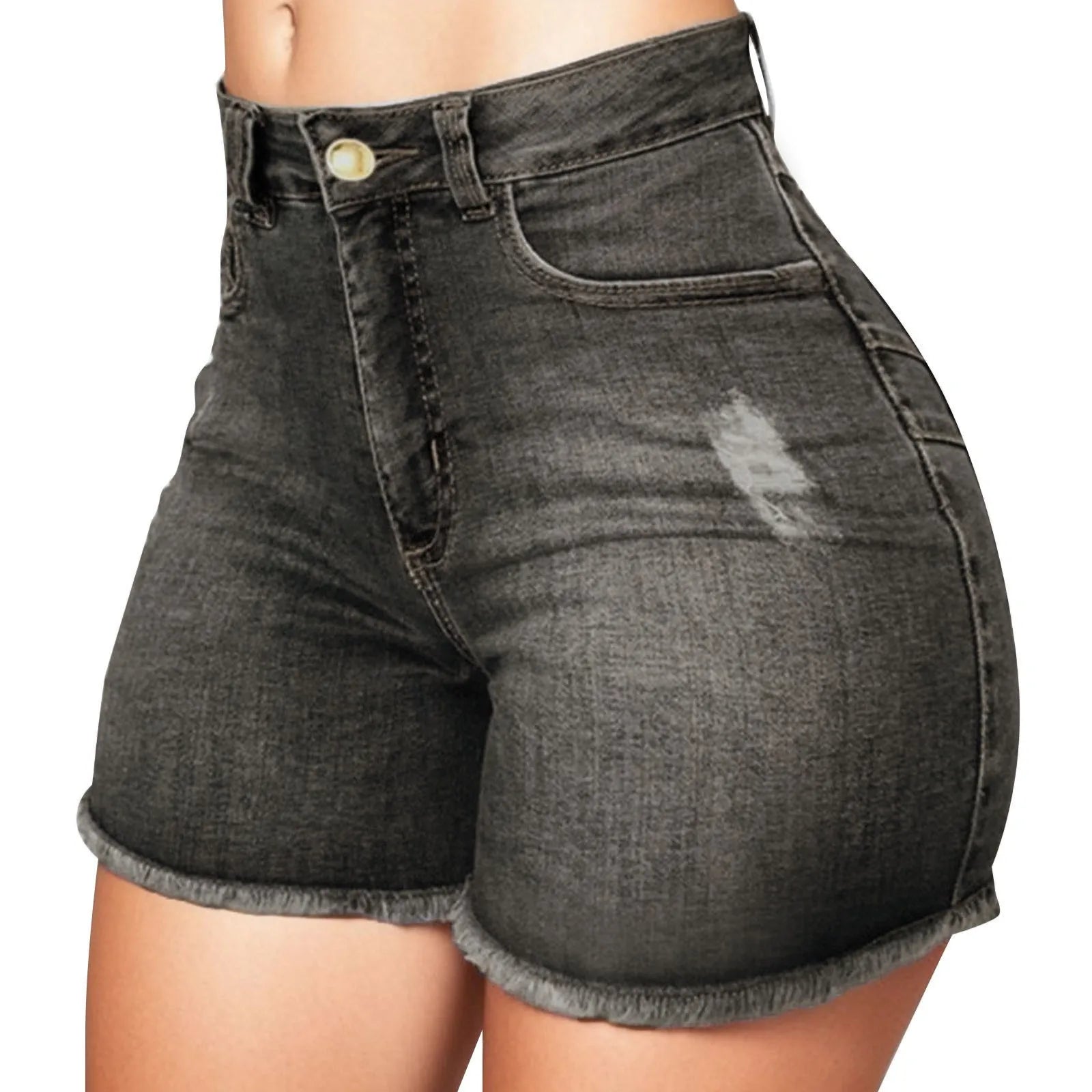 Women's High Waist Butt Lifting Denim Shorts Frayed Hem Stretchy Bodycon Jeans Shorts Sexy Summer Club Hot Pants Streetwear 2026