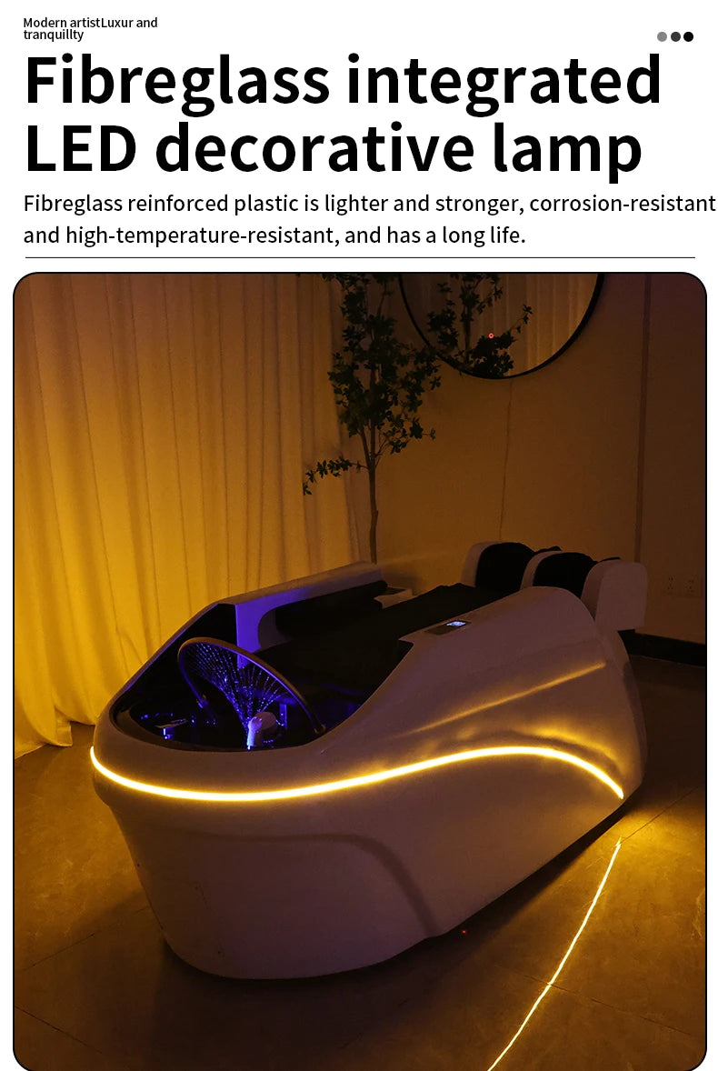 Salon Head Spa Synthetic Leather Head Therapy Beds Automatic Massage Shampoo Bed Comfortable Ergonomic Design High Density Spong