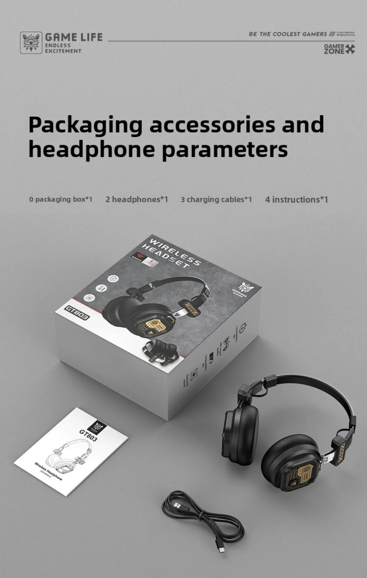 Onikuma Bluetooth Headphones Over Ear Hifi Stereo Music Headset Professional True Sports with Earphones TF/AUX Music Player