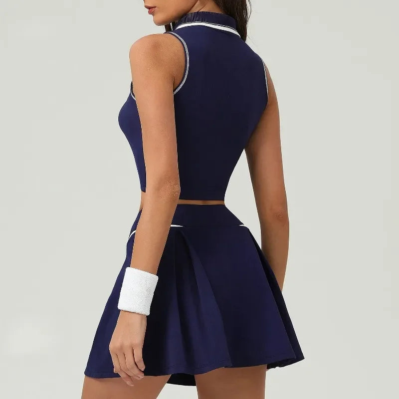 Tennis Skirt Sets Sports Fitness Golf Badminton Running Leisure Sports Short Skirts Workout Clothing Gym Yoga Suits for Women
