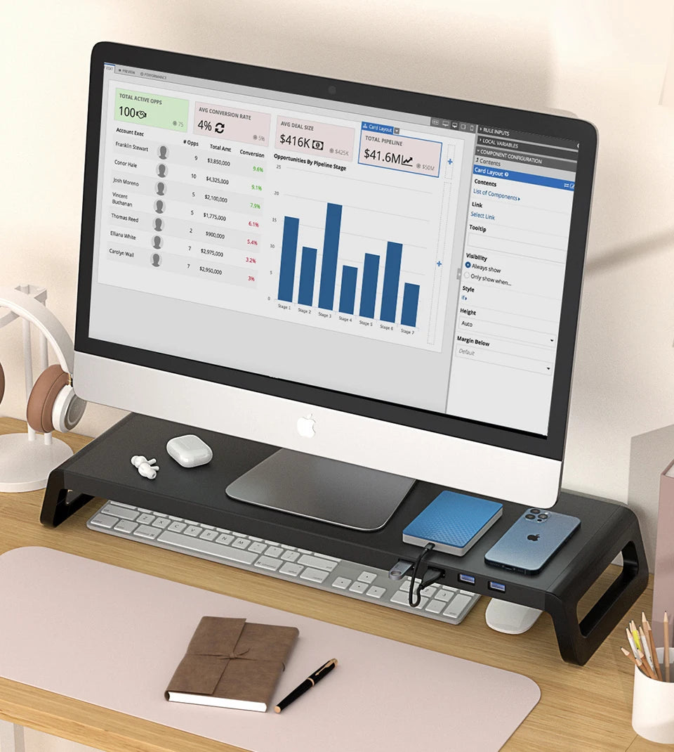 Monitor Stand Desk Monitor Stand Riser with USB 3.0 Hub Lightweight Sturdy Aluminium ABS Material Monitor Desk Shelf