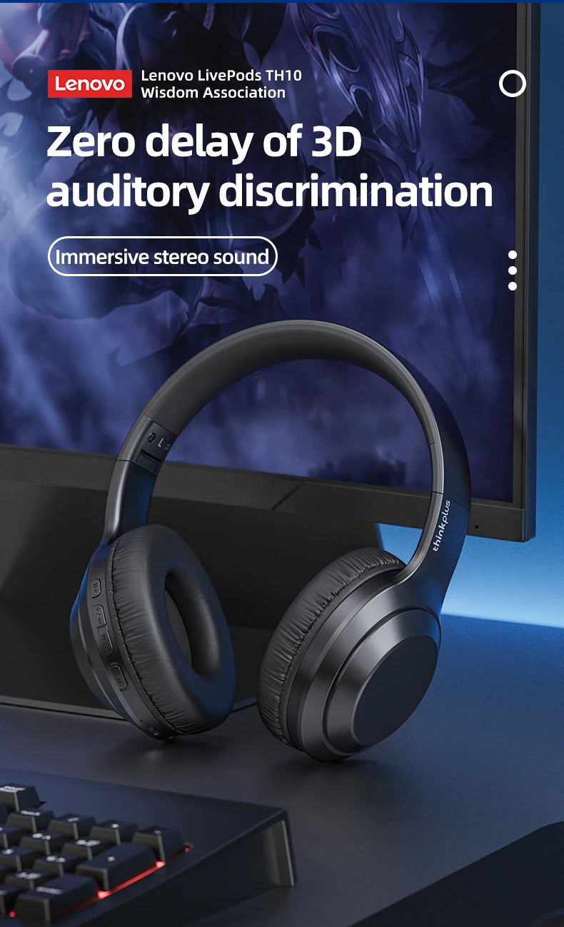 Lenovo Thinkplus TH10 TWS Stereo Headphone Low Latency With Long Endurance Gaming Bluetooth Earphones Music Headset with Mic