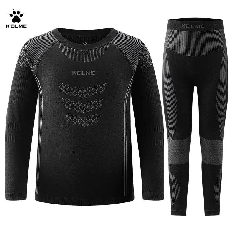 Kelme Children's Quick Drying Clothes Set Outdoor Running Sports Long Sleeve Knitted Training Base Shirt For Boys And Girls