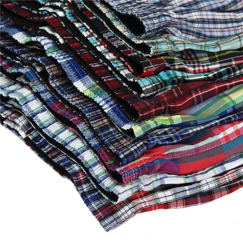 High Quality Brand 4-Pack Men's Boxer Shorts Woven Cotton 100% Classic Plaid Combed Male Underpant Loose Breathable Oversize